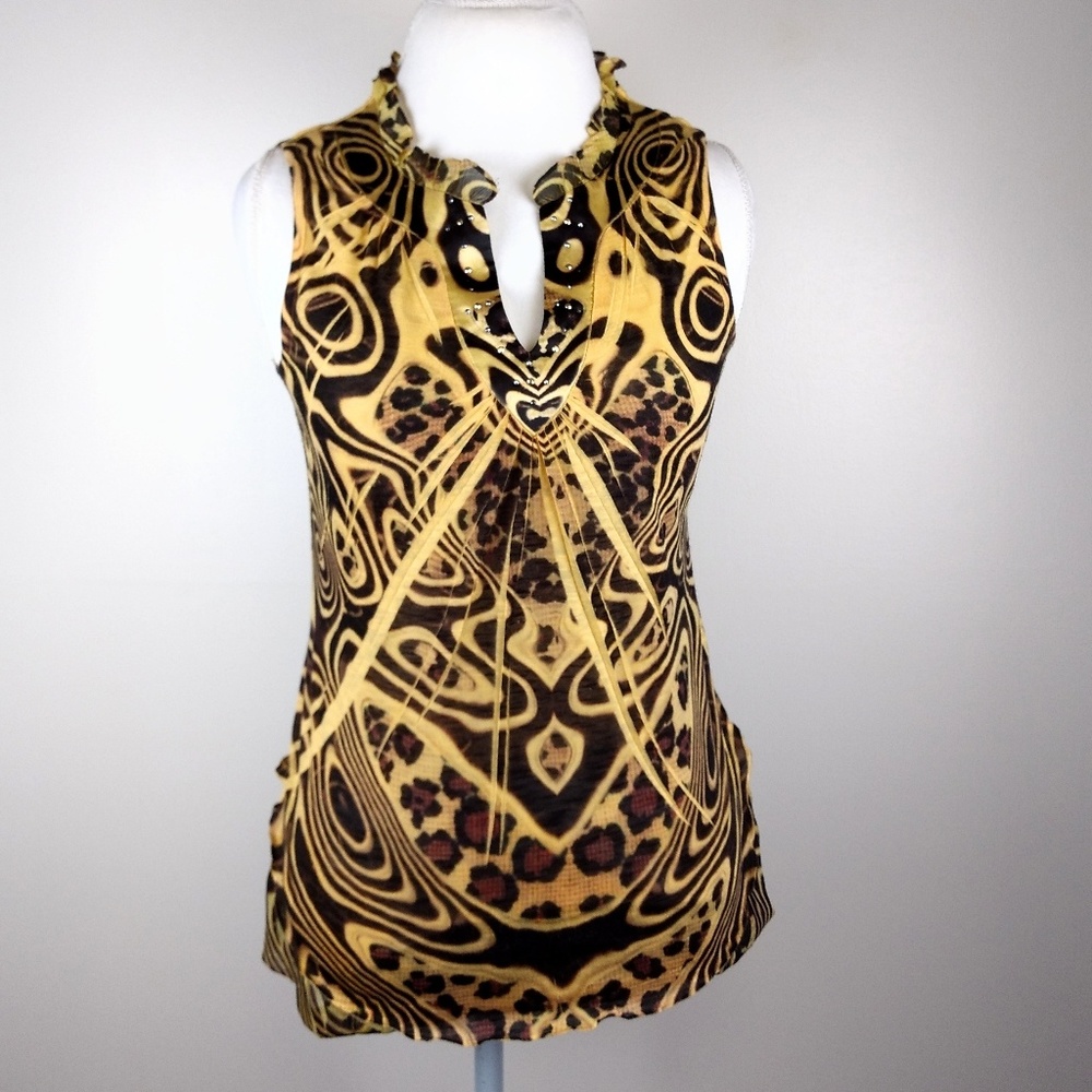One World Abstract Animal Print Top Large Petite